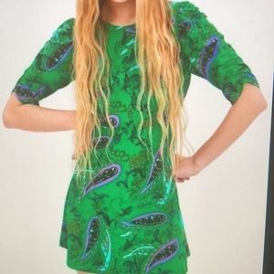 Zara trf collection green paisley mini dress size XS